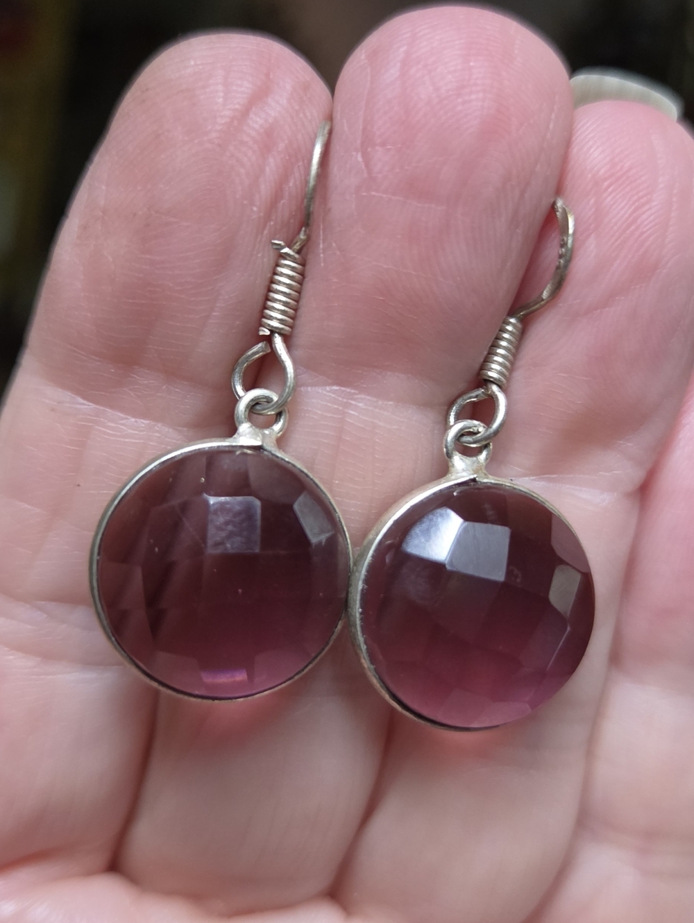 Amethyst Natural 13k Faceted Sterling Earrings - Picture 5 of 10